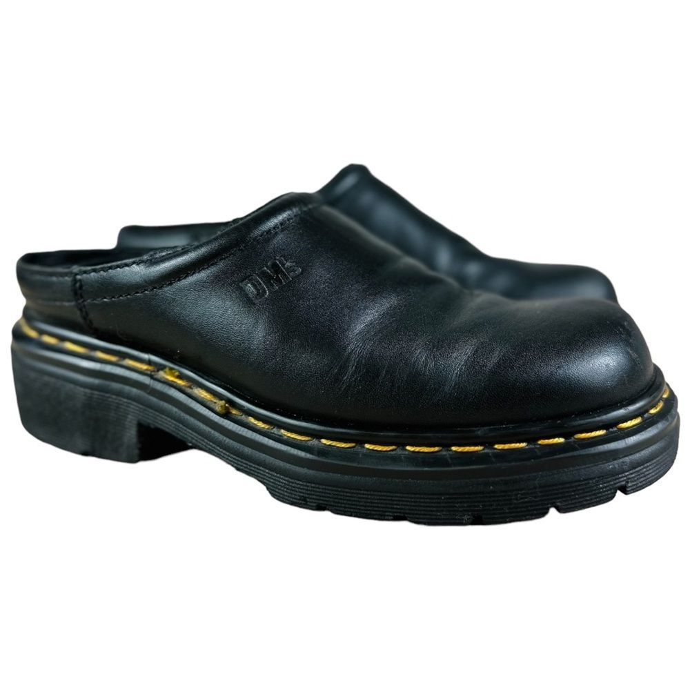 Dr. Martens Vintage 90's Black Leather Slip-on Clog Mules